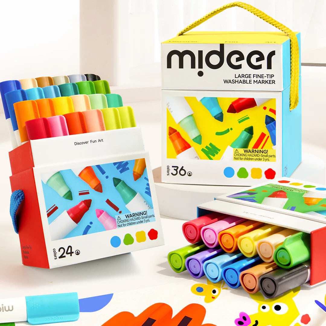 Mideer Large Fine-Tip Washable Marker - 24 Colors for kids in Kuwait